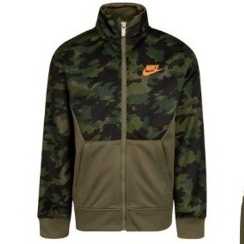 Nike Therma Dri-Fit Kids Size 6 Jacket Pants Set Green Camo Orange 86H109-E6F 6